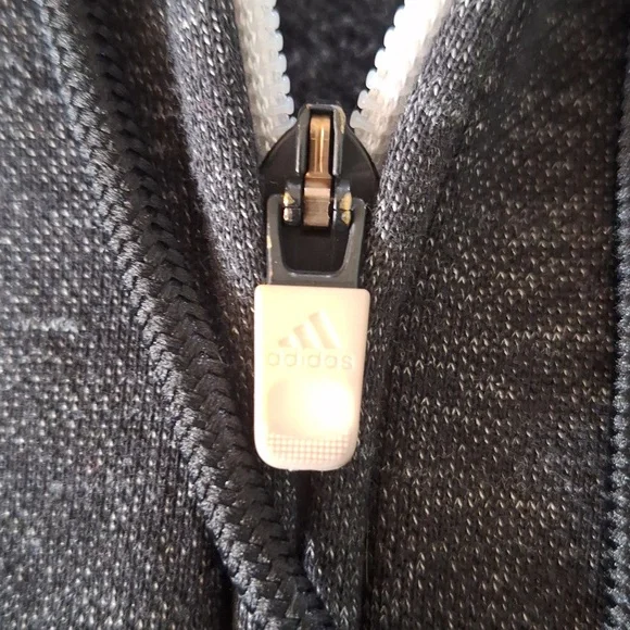 Adidas Gray Full Zip Hoodie with drawstring L - Picture 4 of 10